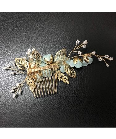 Wedding Hair Comb Rhinestone Clip - Green Crystal Bridal Hair Accessories - Buy Online on GoSupps.com