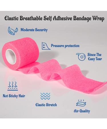 24 Pack Pink Self Adherent Cohesive Bandage Wrap 2x5 Yards - Stretch Vet Wrap for Dogs & Sports Injuries - Buy Online on GoSupps.com