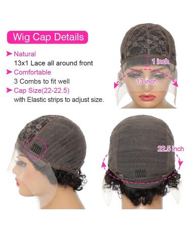 BaiHong 6 inch Short Curly Lace Front Human Hair Wig - Pixie Cut HD Lace Front Wig for Black Women - Bleached Knots, Plucked - 6 Inch - Buy Online on GoSupps.com
