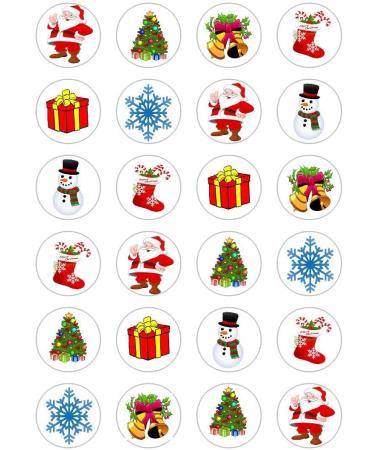 24 x Christmas Cupcake Toppers Edible Wafer Paper Rice Fairy Snowman Santa Jingle Bells Tree - Buy Online on GoSupps.com