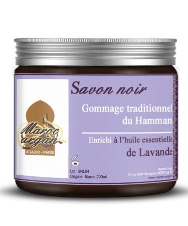 Black Soap Scrub with 100% Natural Lavender Essential Oil - Exfoliating for Soft and Soothing Skin - 250g