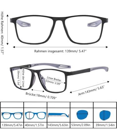 FsRead Men's 3 Set Sporty Reading Glasses - Light Blue Light-Blocking Flexible & Comfortable - 3.5 Diopters in Black/Gray Gray/Orange Black/Red - Buy Online on GoSupps.com