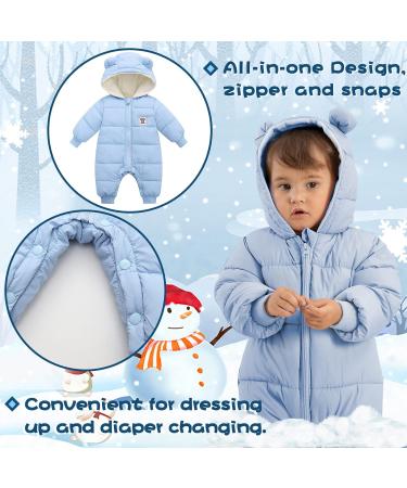Milkiwai Baby Snowsuit Romper - Cute Bear Winter Hooded Jumpsuit | Blue Infant Snow Wear Outfit - Buy Online on GoSupps.com