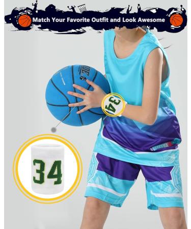 2-Pack Wrist Sweatbands Wrist Bands for Men & Women Basketball Star Lucky Number Absorbent Sweatbands for Tennis Football Running Athletic Gym Sports and Working Out (2 Colors) #30-SC - Buy Online on GoSupps.com