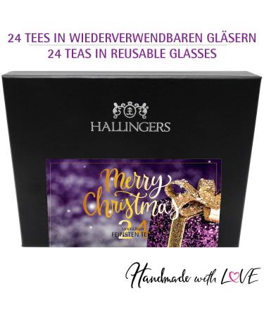 Hallingers Merry Christmas Tea Gift Set | 24 Vegan Varieties in Screw Glasses | Perfect for Advent Mother's Day & Father's Day | Unique Gift Ideas for All Occasions - Buy Online on GoSupps.com