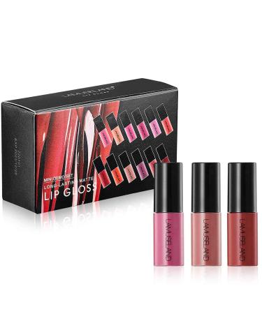 LAMUSELAND Matte Mini Liquid Lipstick Set - 12 Colors Long-Lasting High Pigment Travel Kit, Waterproof Non-Stick Cup Lip Gloss Makeup Gift for Women & Girls (Black) - Buy Online on GoSupps.com