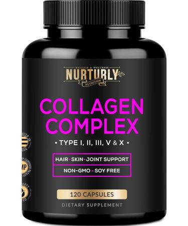 NURTURLY Vitamin B Complex and Multi Collagen Peptides Powder Capsules - Contains All Essential B Vitamins - B1 B2 B3 B5 B6 B7 B9 B12 and Biotin - Hydrolyzed Collagen Peptides - Buy Online on GoSupps.com