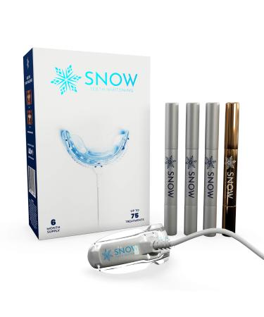 SNOW Teeth Whitening Kit with LED Light, Complete at-Home Whitening System, LED Teeth Whitening Kit with 4 Whitening Wands, LED Mouthpiece, Shade Guide, Teeth Whitener System Black