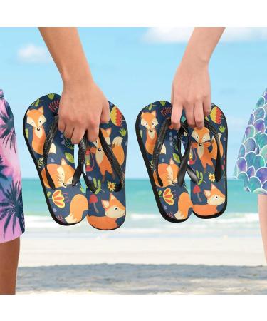 Mnsruu Multi-Colored Flip-Flops with Fox Flower & Mushroom Leaves - Perfect for Home Hotel Spa & Travel | Unisex Footwear for Men & Women - Buy Online on GoSupps.com