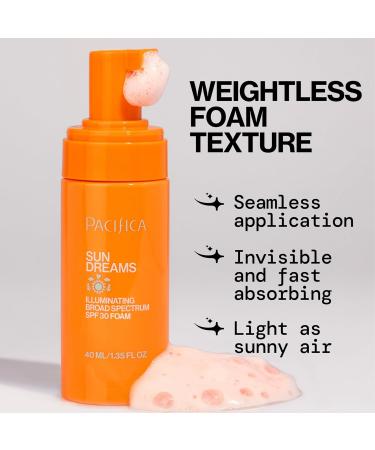 Pacifica Facial Sunscreen - Sun Dreams Illuminating SPF 30 Foam Broad Spectrum Every Day Face Lotion UVA/UVB Protection - Buy Online on GoSupps.com