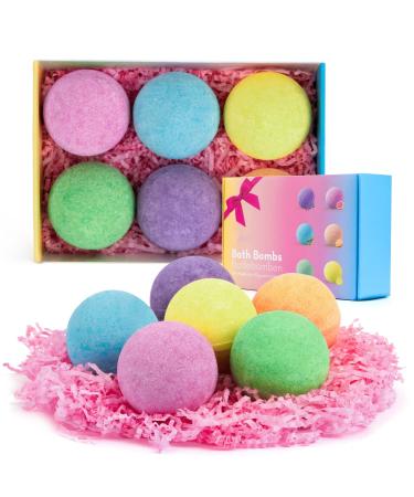 Bath Bombs Gifts for Women Mom, Kids Bath Bomb, Mothers Day Gifts, XXL Size Bubble Fizzies with Essential Oils,6 X 4 Oz,Skin Moisturizing Bubble Bath Fizzy Spa,Ideal Gifts for Birthday, Mother's Day solid color