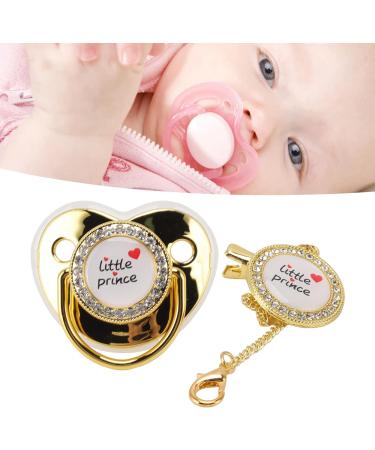 Hyuduo Little Prince Golden Bling Baby Pacifier - Rhinestones BPA Free Luxury Newborn Pacifier for 6-18 Months - Buy Online on GoSupps.com
