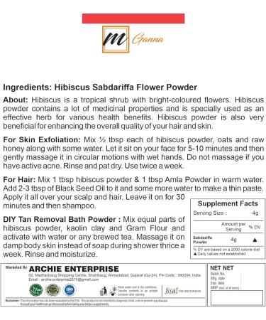 100% Pure Hibiscus Sabdariffa Flower Powder - Natural Hair Health & Skin Benefits | 0.22 LBS | Shop Internationally - Buy Online on GoSupps.com