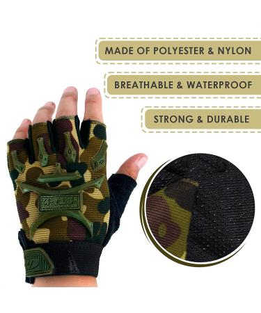 Children's Military Half Finger Motorcycle Gloves - Small Kids Cycling & Skating Gloves - Lightweight Exercise & Workout Accessories - Buy Online on GoSupps.com