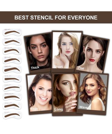 Eyebrow Stamp Stencil Kit - Vegan One-Step Pomade for Perfect Brows - Waterproof & Smudge-Proof - 20Pcs Reusable Stencils Included (Medium Brown) - Buy Online on GoSupps.com