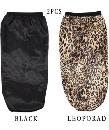 Shop Ladaypoa Women s Satin Sleeping Cap - Curly Hair Silk Hood Double-Layer Adjustable Black & Leopard Pattern - Buy Online on GoSupps.com