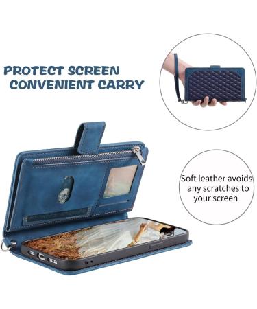 Buy TTVV Crossbody Zipper Case for Samsung Galaxy A13 5G - Retro Wallet Handbag with Magnetic Card Holder & Shoulder Strap - PU Leather Cover in Blue - Buy Online on GoSupps.com