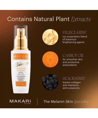 Makari Naturalle Carotonic Extreme Brightening Serum SPF15 (1.7 oz) - Brightening, Smoothing, & Healing for Oily, Acne-Prone Skin - Buy Online on GoSupps.com