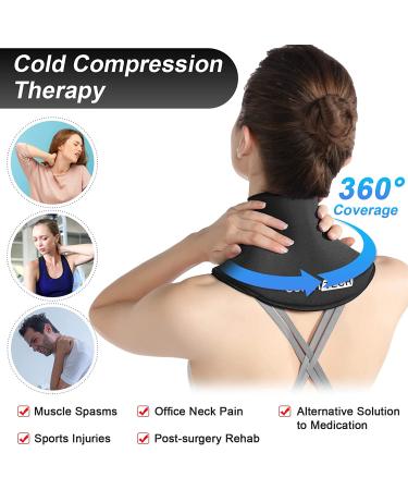 ComfiTECH Neck Ice Pack Wrap - Reusable Gel Cold Compress for Neck Pain Relief, Sports Injuries, Swelling - Cervical Surgery Recovery (Black) - Buy Online on GoSupps.com