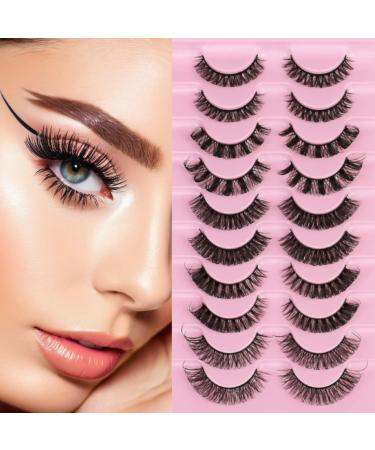 Strip Lashes False Lashes 10 Pairs 5 Styles Natural Look Clear Band Light Weight Wispy Faux Mink Russian Strip Lashes D Curl 3D Crisscross Multi-Layers False Fake Eyelashes - Buy Online on GoSupps.com
