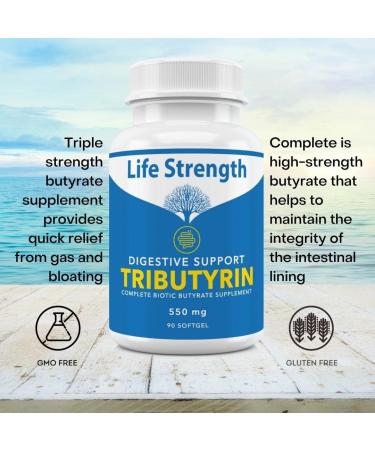 Life Strength Tributyrin Butyrate Supplement | Digestive & Immune Support | Probiotics | 550mg, 90 Capsules - Buy Online on GoSupps.com