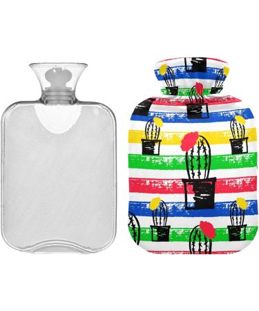 NAANLE Colorful Striped Hot Water Bottle with Cover - 1L for Menstrual Cramps Pain Relief & Heat Therapy - Buy Online on GoSupps.com