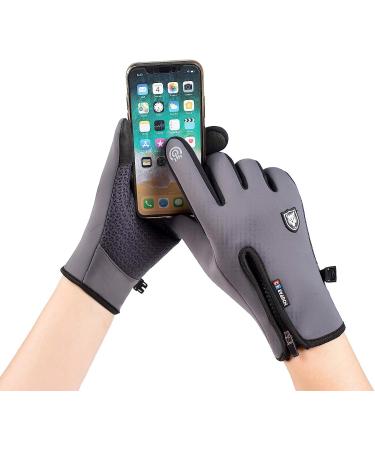 Winter Gloves for Men Women Water Resistant Keep Warm Touch Screen Gloves gray Large - Buy Online on GoSupps.com