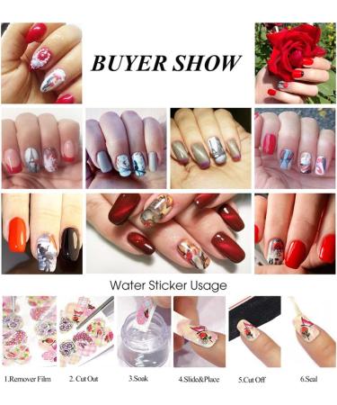 12 Sheets Nail Art Stickers Water Transfer Decals - Romantic Valentine Paris Eiffel Pattern Design - Trendy Marvel Lip Nail Wraps for Women and Girls Manicure - Buy Online on GoSupps.com