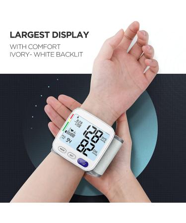 XL Wrist Blood Pressure Monitor - Accurate Automatic Digital Machine, Large LCD w/ Backlit, 2x199 Memory, Irregular Heartbeat Detector - White - Buy Online on GoSupps.com