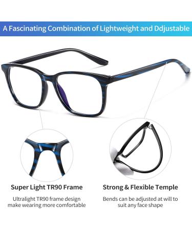 Joopin Blue Light Filter Glasses for Men & Women - Stylish Computer Gaming Glasses with Classic Black & Blue Stripe Design - Buy Online on GoSupps.com