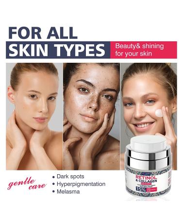 Retinol Cream with Hyaluronic Acid & Collagen | Anti-Aging Moisturizer for Face & Neck | Day & Night Wrinkle Cream for Women & Men | All Skin Types - Buy Online on GoSupps.com
