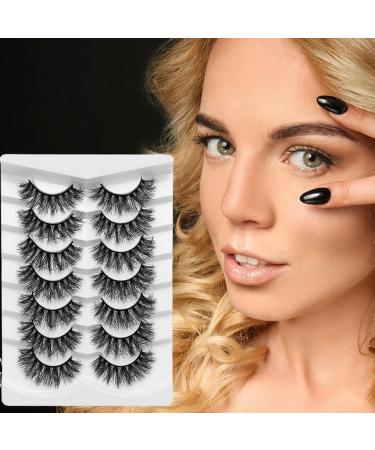 Fluffy False Eyelashes Cat Eye Lashes 7 Pairs D Curl Russian Strip Lashes Natural Look Wispy Lashes Dramatic Faux Mink Lashes Reusable Fake Eyelashes - Buy Online on GoSupps.com