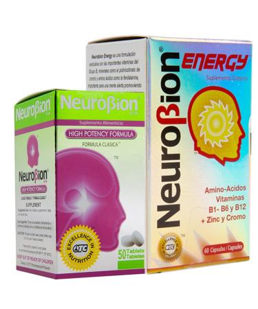 Neurobion energy + Neurobion high potency dietary supplement special blend of amino acids vitamins b1- b6- & b12 + zinc