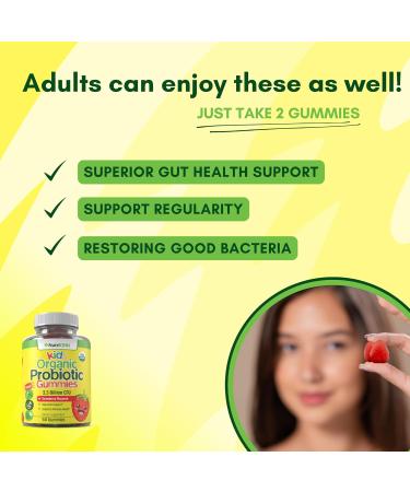 NutriONN Organic Kids Probiotic Gummies - USDA Organic Chewable Probiotics for Kids - 60 Delicious Gummies - Child Digestive Immune Support & Gut Health Supplement - Vegan & Non-GMO - Buy Online on GoSupps.com