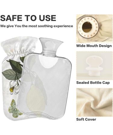 Naanle Vintage Flower Lemon Hot Water Bottle 1L | Transparent Cover for Pain Relief & Therapy - Ideal for Bed Hands & Feet - Buy Online on GoSupps.com