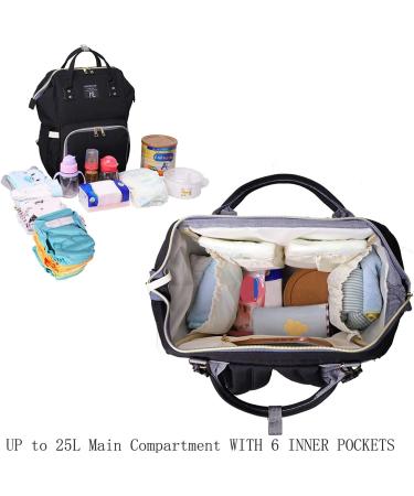 Mooedcoe Baby Diaper Backpack | Large Capacity Multifunctional Waterproof Travel Bag - Black - Buy Online on GoSupps.com