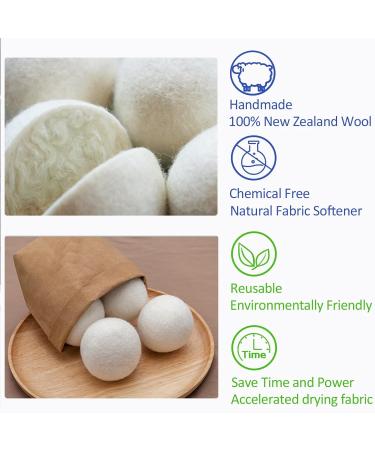 Wool Dryer Balls - 4PCS Natural Fabric Softener | 100% Organic New Zealand Wool | Reusable Anti-Static & Eco-Friendly | Reduces Drying Time & Wrinkles - Buy Online on GoSupps.com