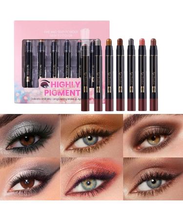 Luckxing Chalk Eyeshadow Pencils Makeup Pencil Waterproof Long Lasting 6 Piece Makeup Highlighter - Buy Online on GoSupps.com