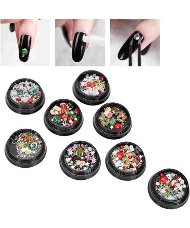 8 Boxes Christmas Nail Art Rhinestones mixed nail art Christmas nail accessories Metal Nail Studs for Christmas Nails Art Decoration Supplies - Buy Online on GoSupps.com