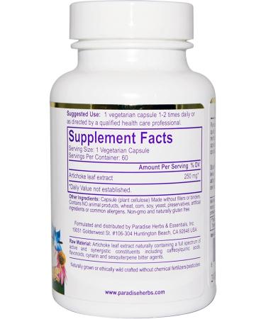 Paradise Herbs Artichoke â€“ 60 Vegetarian Capsules for Digestive Health - Buy Online on GoSupps.com