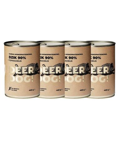 DEER DOG! (1 x 400 g) – Meat content 90% – Premium canned dog food with wild boar + Jerusalem artichoke | Grain-free wet food for dogs | Canned food for dogs