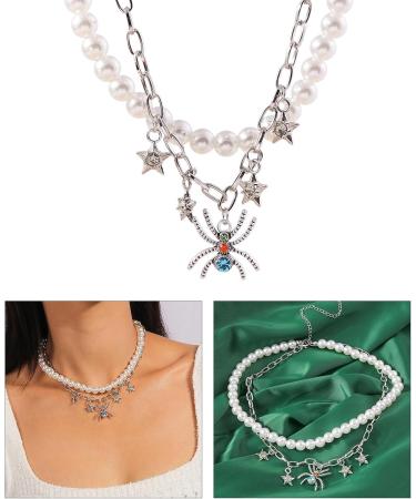 Oralgo Pearl Necklace - Unique Bat Star Trailer Link Chain & Fringed Collarbone Chain for Women | International Shipping - Buy Online on GoSupps.com