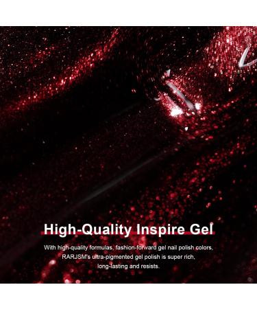 RARJSM Burgundy Cat Eye Gel Nail Polish - Diamond Black Red Velvet Glitter 15ml - UV LED Soak Off for Home Salon Christmas Manicure - Buy Online on GoSupps.com