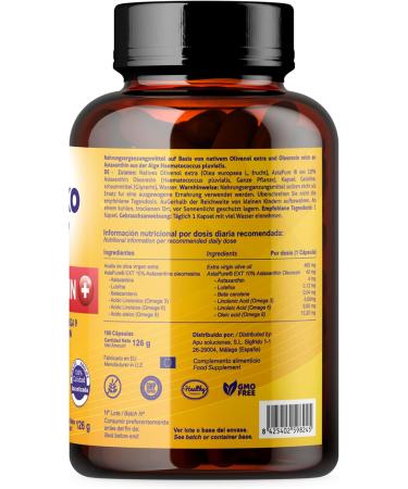 Astaxanthin Plus 4mg Softgels - 180 Capsules | Natural Antioxidant with Lutein Omega 369 & Beta-Carotene | Gluten-Free & Non-GMO | Astapure Quality - Buy Online on GoSupps.com