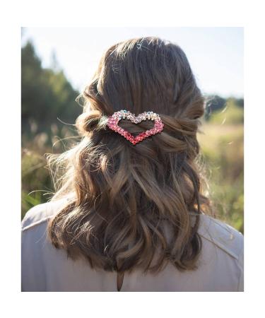 4 Pack Gold Glitter Heart Rhinestone French Barrettes for Women & Girls - Buy Online on GoSupps.com
