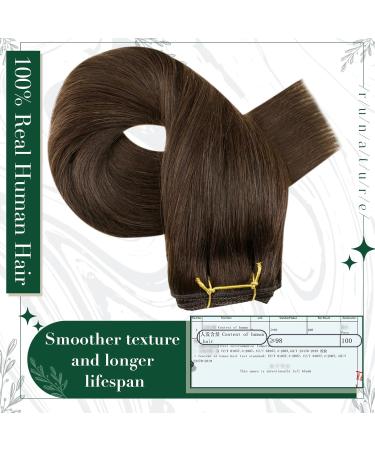 Runature Real Hair Extensions Clip-In - Medium Brown 14 Inch (35cm) Natural & Smooth 50g 3 Pieces - #4 - Buy Online on GoSupps.com