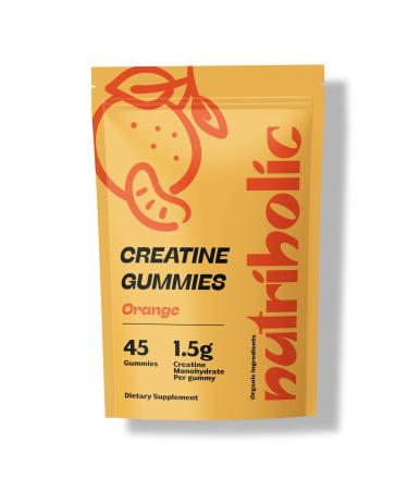 Creatine Monohydrate Gummies for Men and Women - Easy to Digest Vegan Gluten-Free Non-GMO 1.5g of Creatine per Gummy - 45ct (45 Count Orange) Orange 45 Count (Pack of 1)