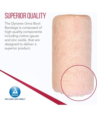 Dynarex Unna Boot Bandage 4 x 10 yds, 12 Pack - Customized Compression for Leg Ulcers with Calamine - Soft Cast, White - Individually Packaged - 1 Case - Buy Online on GoSupps.com