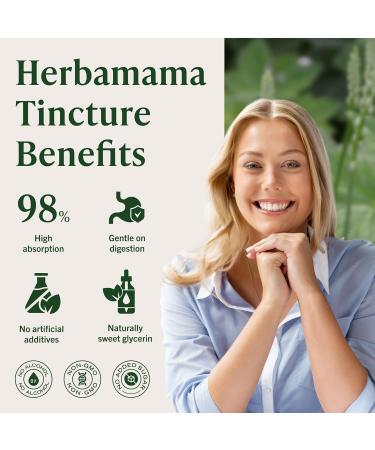HERBAMAMA Black Cohosh Tincture - Vegan Women's Support with Black Cohosh Root Extract Drops - Non-GMO Alcohol & Sugar-Free Liquid Herbal Supplement 168-Day Supply 4 Fl Oz (Pack of 1) - Buy Online on GoSupps.com