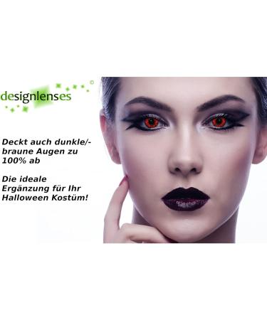 Buy Red/Black Halloween Monster Contact Lenses | DESIGNLENSES - Vampire Colored Lenses (2 Pieces) - Prescription-Free - Buy Online on GoSupps.com